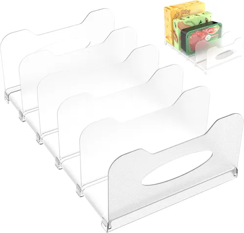 Vista 9 de SURETIVIAN Organizador para Congelador 30 cm Organizador Visible para Refrigerador con Divisores Removibles y Asas, Ajustable, Se Ajusta a Comidas