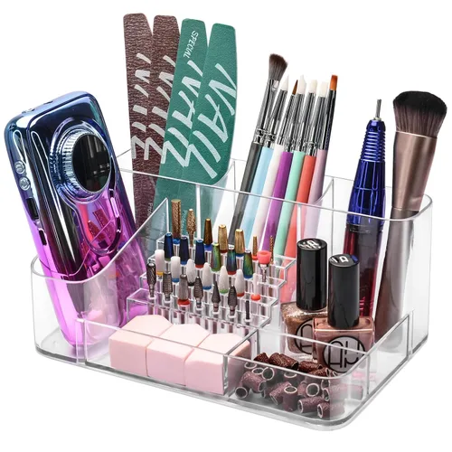 Vista 13 de CGBE Organizador para brocas de taladro de uñas, organizador de 28 agujeros para brocas de uñas, organizador profesional de herramientas para uñas