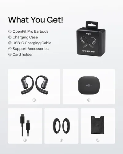 Vista 11 de SHOKZ OpenFit Pro - Auriculares abiertos con reducción de ruido, Dolby Negro