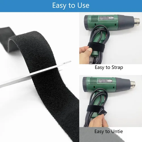 Vista 4 de Matenf Correas de gancho y bucle de doble cara, autosujetables, de 1/2 pulgada, cortadas a medida, resistentes, correas de cable de envoltura