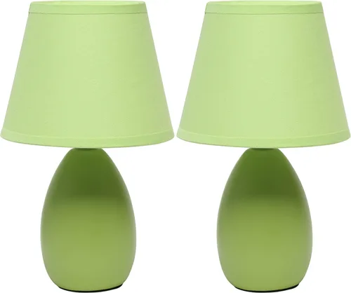 Vista 16 de Simple Designs LT1197-PRP Lámpara de Mesa de Cerámica Ovalada Mini Elegante y Estilizada Oblonga de 9.45" con Pantalla a Juego, para Sala de Estar