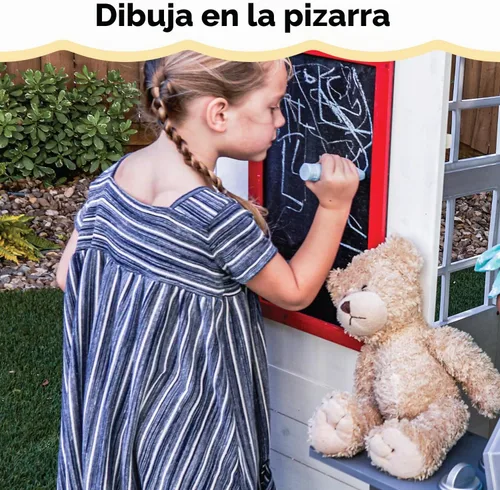 Vista 10 de KidKraft Moderna casa de juegos de madera para exteriores con mesa de picnic, buzón y parrilla al aire libre, color blanco