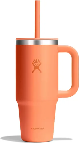 Vista 96 de Hydro Flask Vaso de Viaje con Asa, Tapa y Pajita - Acero Inoxidable Aislado en 24 Oz Aloe