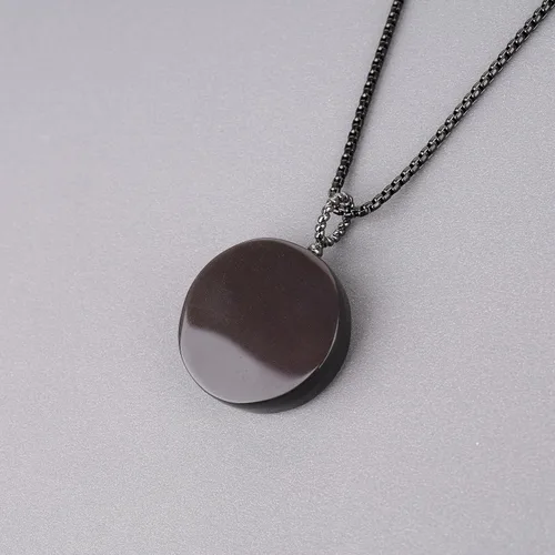 Vista 5 de COAI OM - Collar con colgante de oración de piedra de obsidiana negra