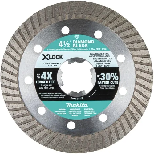 Vista 3 de Makita E-12647 X-Lock 4-1/2" Diamond Blade Paquete variado para corte de mampostería, 3/pc