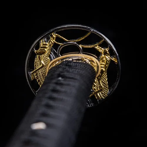 Vista 18 de Samurai Katana,1060 acero de alto carbono,Acero T10,Acero de Damasco,Aleación Tsuba,Mango de madera maciza