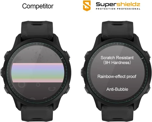 Vista 2 de Supershieldz Protector de pantalla de vidrio templado solar diseñado para Garmin Forerunner 955/955, antiarañazos, sin burbujas