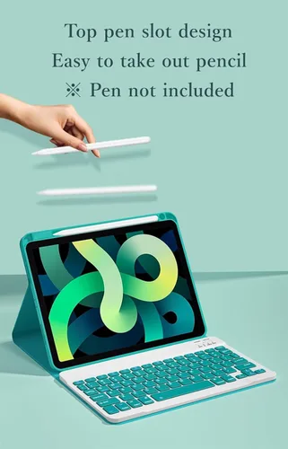 Vista 2 de Funda de teclado compatible con iPad de 9ª, 8ª y 7ª generación de 10.2 pulgadas, iPad Air de 3ª generación, iPad Pro de 10.5 pulgadas, teclas