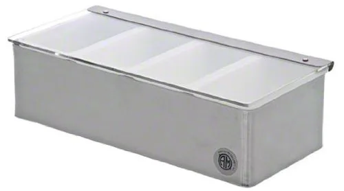 Vista 3 de American Metalcraft Soporte para condimentos CD4 sin enfriar con 4 compartimentos, color plateado