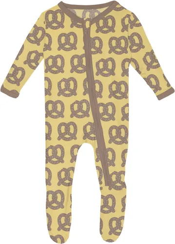 Vista 107 de KicKee Baby & Toddler - Pijama de viscosa ultrasuave de bambú con patas abatibles y puños