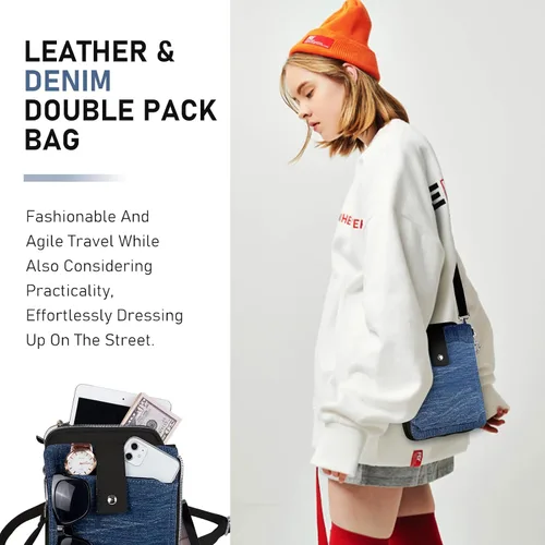 Vista 2 de LGURT Bolso de mezclilla para mujer Bolso de hombro de mezclilla