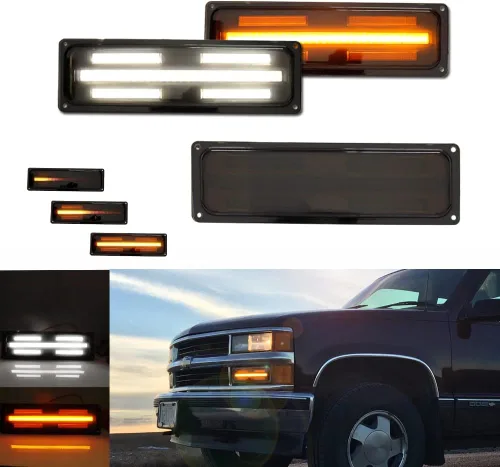 Vista 8 de Lente ahumada compatible con GMC Chevy C/K 1500/2500/3500 1995 1996 1997 1998 GMC Chevy C/K 1500/2500/3500 para luces de estacionamiento de esquina