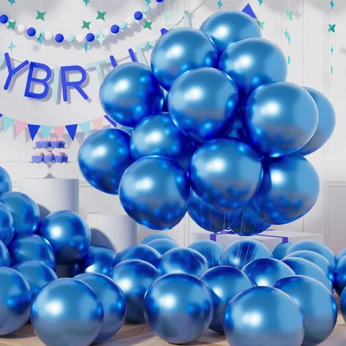 Vista 26 de AULE Globos metálicos negros de 12 pulgadas, 50 globos de látex negros, helio cromado, globo grueso brillante, decoración perfecta para fiesta