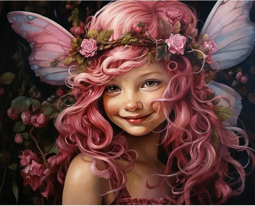 Vista 10 de Little Girl Angel - Pintura por números para adultos, corona rosa, pintura al óleo digital, pintura acrílica, kit de pintura de flores de ángel