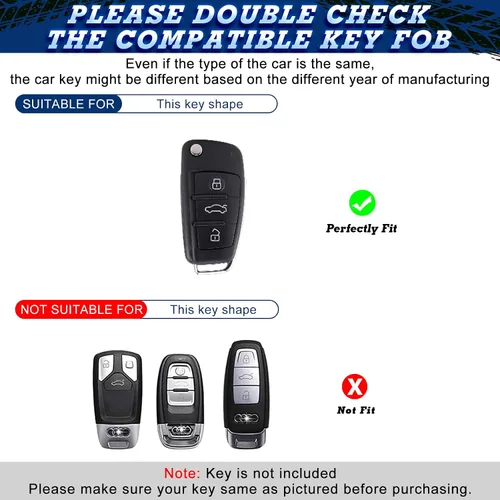 Vista 2 de Xotic Tech - Funda protectora de TPU con 3 botones de protección completa para llave sin llave, control remoto, con llavero compatible con Audi A3