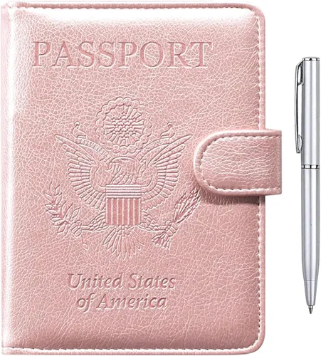 Vista 15 de TIGARI Portapasaporte para Viaje Mujeres Hombres, Funda de Pasaporte de Cuero PU, Estuche Protector Impermeable, Organizador de Documentos A-Negro