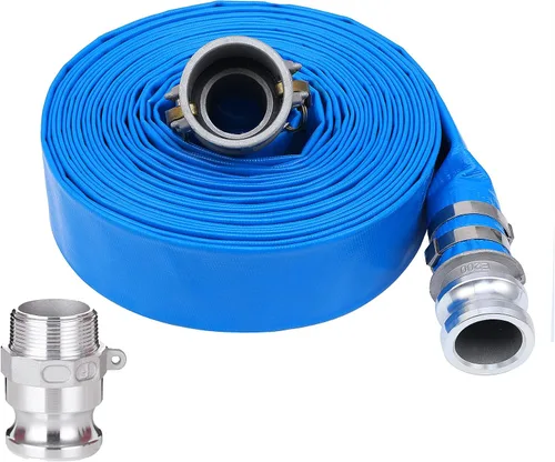 Vista 17 de Manguera de descarga plana de PVC de 1 pulgada x 50 pies con accesorios de aluminio Camlock C y E, montaje de bloqueo de leva, conjunto de manguera
