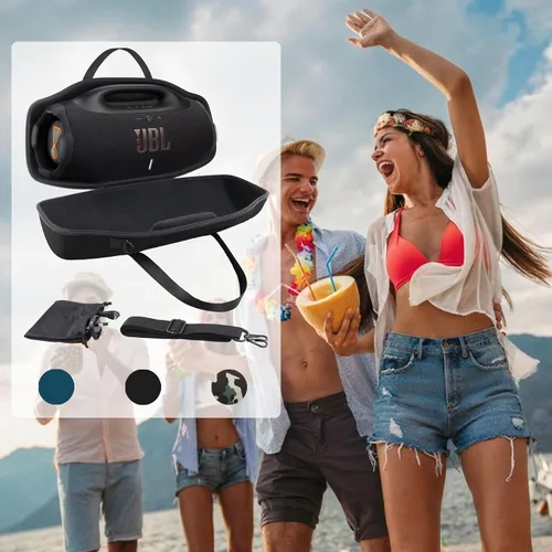 Vista 9 de co2CREA Funda de viaje rígida de repuesto para altavoz Bluetooth portátil impermeable JBL Boombox 4 (funda negra)