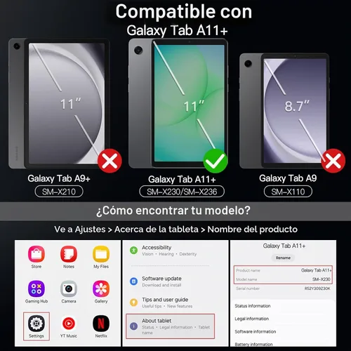 Vista 2 de JETech - Carcasa giratoria de 360° para Samsung Galaxy Tab A11 Plus