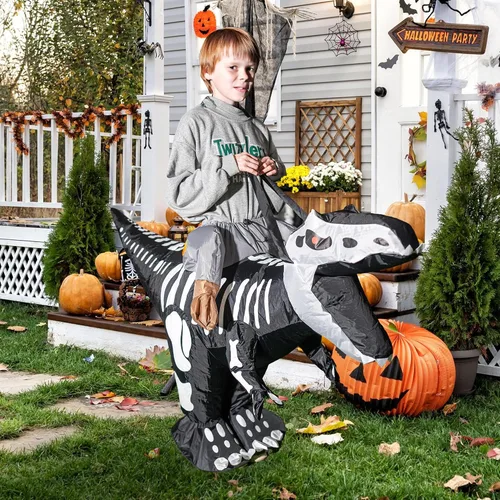 Vista 5 de Dazzle Bright Disfraz inflable de dinosaurio de Halloween, disfraz de dinosaurio inflable para fiesta de cosplay de Halloween