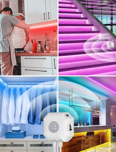 Vista 2 de MATICOD Luces con sensor de movimiento para interiores debajo de la cama, tira de luz LED RGB con control de aplicación, luces nocturnas