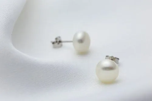 Vista 4 de Rakumi - Pendientes de plata de ley AAAA de 3 a 0.512in, perlas blancas para mujer