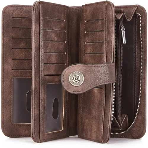 Vista 6 de Telena Billeteras de cuero para mujer, tamaño grande, triple, tarjetero, 36954.00041666667, Vintage