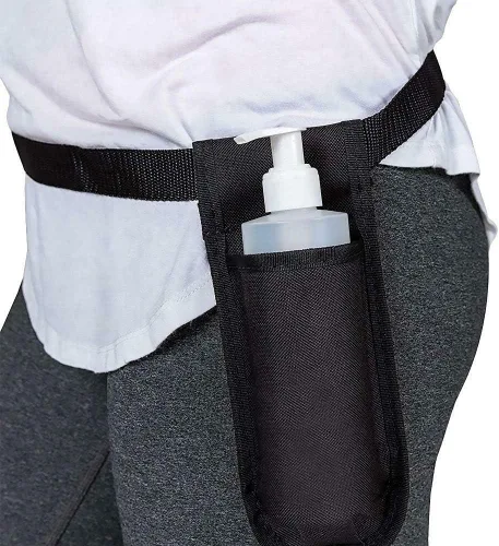 Vista 6 de Funda para botella de masaje, paquete de cintura duradera, kit de funda de botella individual, correa ajustable, dispensador de aceite esencial