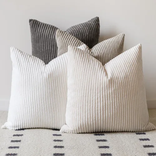 Vista 12 de LANANAS Fundas de almohada neutrales para sofá de 18x18 pulgadas, juego de 4 fundas decorativas de estilo granja boho para sala de estar, sofá