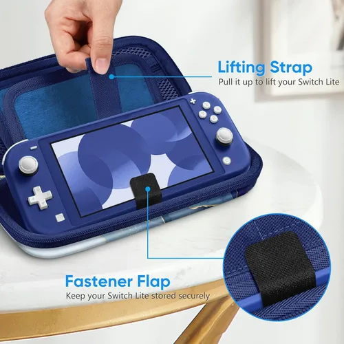Vista 6 de Fintie Carrying Case for Nintendo Switch Lite 2019, Shockproof Hard Shell Protective Cover Travel Bag w15 Game Card & 2 Micro SD Card Slots for