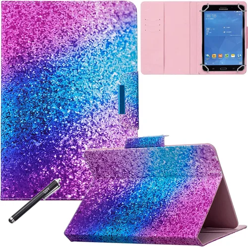 Vista 23 de NewShine - Funda universal de 7.0 pulgadas, diseño de mármol de flores de cuero sintético, plegable, con ranuras para tarjetas y bolsillo