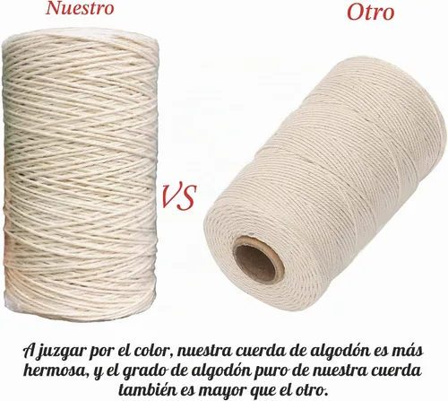 Vista 3 de Cuerda de algodón de 0.039 pulgadas para macramé de 820 pies para cocina, cuerda para asar, atar carne, pavo, envoltura de regalos, manualidades