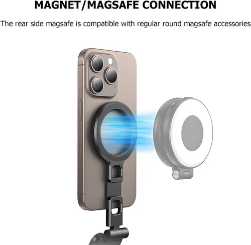 Vista 4 de Trípode magnético para iPhone 16/15/14/13/12 Plus Pro Max, trípode de aluminio mini Magsafes para iPhone y Magsafes, diseño de doble cara, tornillo