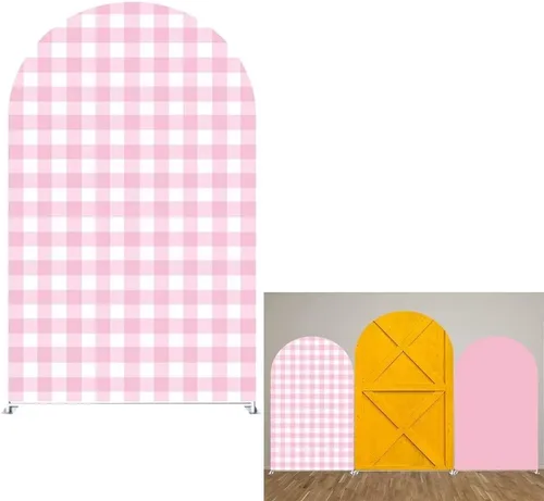 Vista 8 de Telón de fondo de arco Chiara, fundas elásticas de tela de elastano para puerta de granja para cumpleaños, baby shower, decoración de fiesta