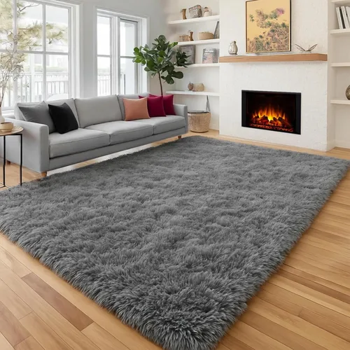 Vista 9 de Alfombras grises pequeñas para dormitorio, 2 x 4 pies, alfombras de pasillo lavables de felpa para pasillo 2- Gris