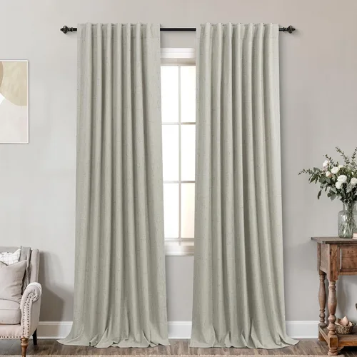 Vista 95 de KOUFALL - Cortinas de medio estilo francés de lino para ventana, juego de 2 cortinas cortas de 40 pulgadas de longitud, para privacidad, cortinas