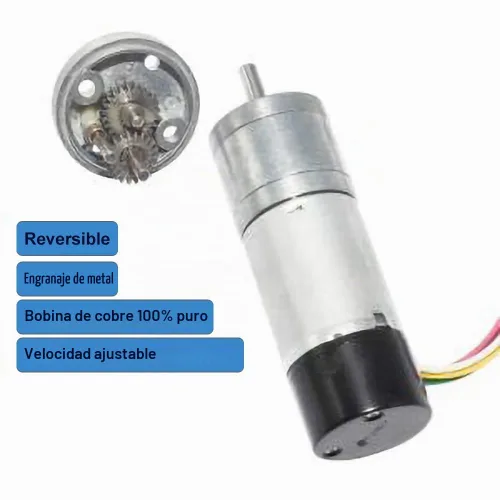 Vista 5 de Motor de engranaje de metal con codificador, de 12 V CC, de baja velocidad, 60 RPM, con codificador para Arduino y impresoras 3D