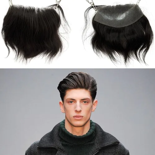 Vista 15 de Voloria Tupé de cabello humano 100 % de piel sintética para hombre, peluca frontal para retroceso, sistemas de reemplazo de línea capilar natural