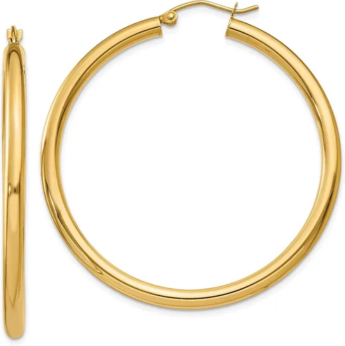 Vista 12 de Aretes de aro ligeros clásicos de 0.551 in en oro amarillo real de 14 quilates