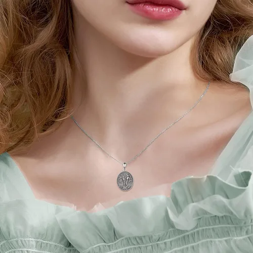 Vista 38 de ONEFINITY Collar de plata de ley 925 con diseño de árbol de la vida con colgante de nudo celta de concha de abulón para mujer
