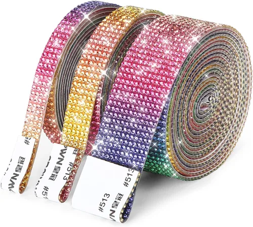 Vista 9 de 3 rollos de 6 m de cinta de diamantes de imitación de cristal autoadhesiva - Cintas adhesivas de diamantes DIY con diamantes de imitación de 2 mm