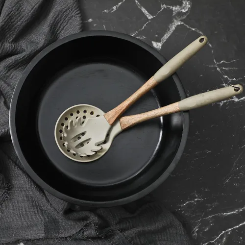 Vista 7 de Tazón de fruta negro de madera sólida seguro para alimentos para encimera de cocina, diámetro de 12 pulgadas