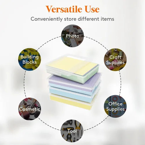 Vista 8 de Lifewit Paquete de 4 cajas de almacenamiento multiusos de plástico con tapas de cierre, almacenamiento de papel transparente A4, estuche rígido