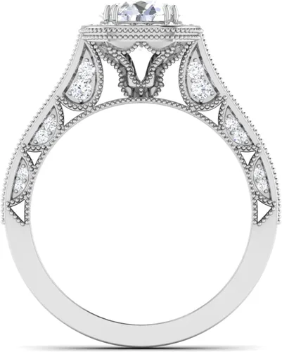 Vista 4 de CUSTOMIZE JEWELS Anillo de compromiso redondo de 4.40 quilates con certificación IGI con diamantes creados en laboratorio, con milgrain en oro rosa