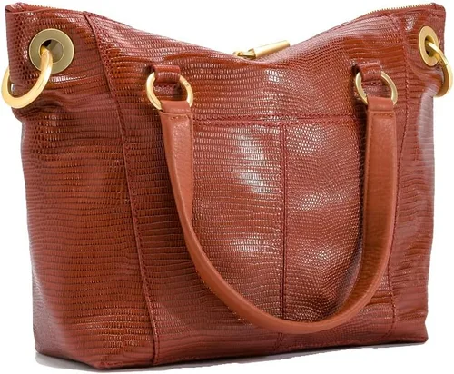 Vista 2 de Hammitt Bolso grande de cuero marrón con diseño de lagarto Redwood Lizard