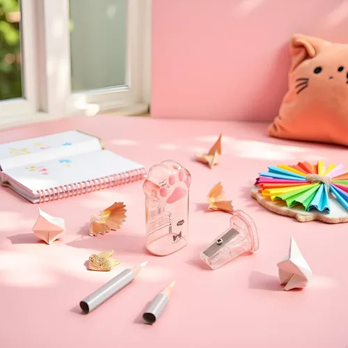 Vista 4 de Lindo sacapuntas de pata de gato, suministros kawaii, premio para estudiantes, regalo para niños, sacapuntas kawaii, suministros escolares