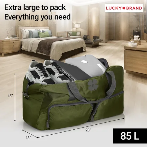 Vista 5 de Lucky - Bolsas de lona de viaje, bolsa de gimnasio, bolsa de viaje y bolsa de lona grande para hombres, bolsas plegables de fin de semana