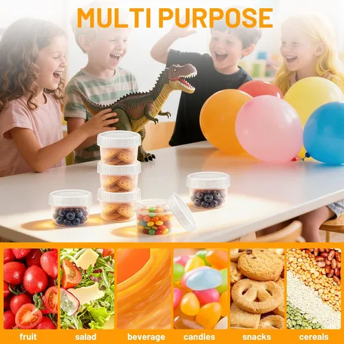Vista 6 de Paquete de 24 tarros de almacenamiento de alimentos de 4 onzas (4.1 fl oz) con tapas de rosca Reusable Small Refrigerated Jars Plastic Freezer