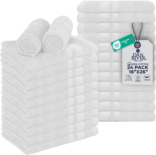 Vista 10 de DAN RIVER Juego de 24 toallas de salón de 100 % algodón, 16 x 26 pulgadas, altamente absorbentes y de secado rápido para manos, salones, spa