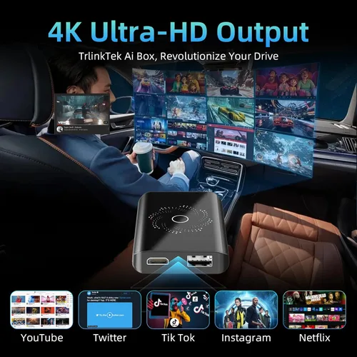 Vista 9 de AI Box - Adaptador inalámbrico CarPlay y automático, Plug & Play, WiFi de doble banda, Bluetooth 5.4, soporte de video 4K, sistema Android 13.0